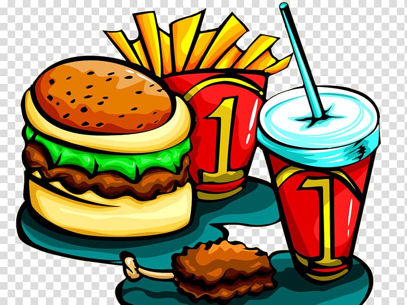 Hamburger Fast food French fries Fried chicken Burger games, Cartoon hand painted burger transparent background PNG clipart