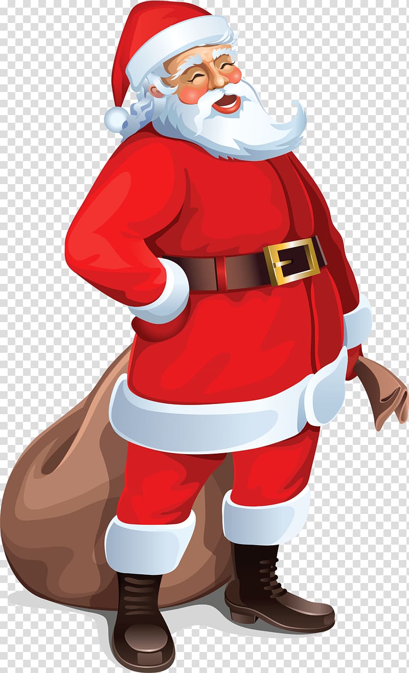 Santa laughing illustration, Santa Claus Brown Bag transparent background PNG clipart