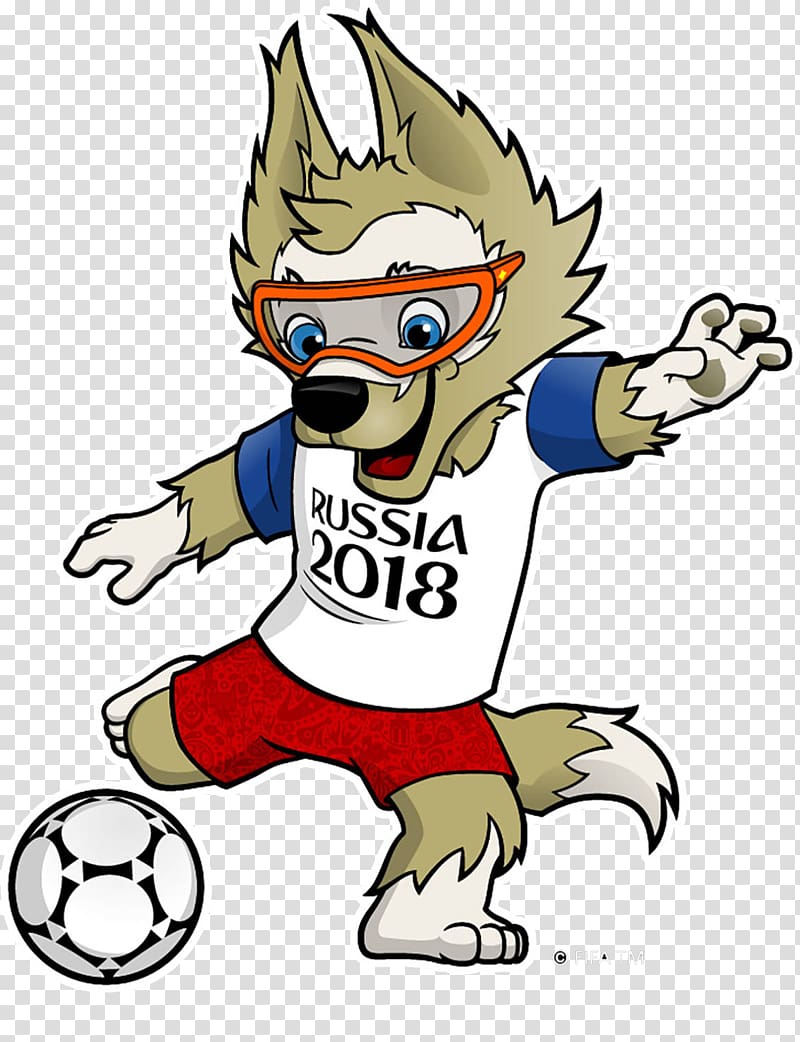 wolf playing football Russia 2018 art, 2018 World Cup Group A 2017 FIFA Confederations Cup Russia Zabivaka, Russia transparent background PNG clipart