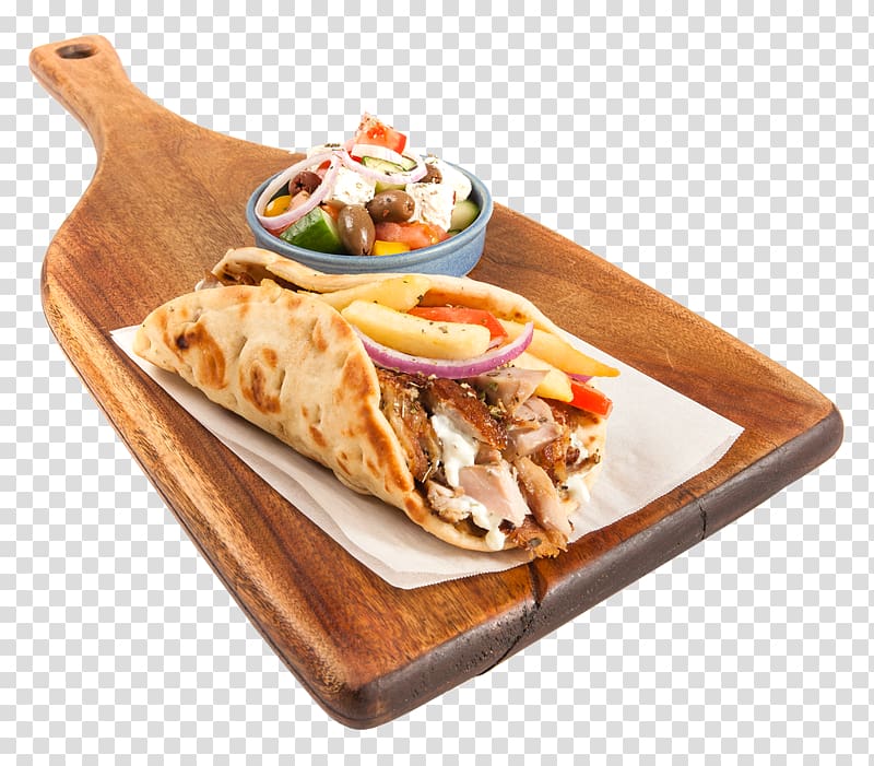 Gyro Shawarma Greek cuisine Pita Street food, tzatziki transparent background PNG clipart