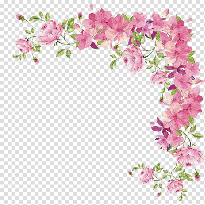 Flower, Small fresh flowers hand-painted border, pink flower border  transparent background PNG clipart | HiClipart