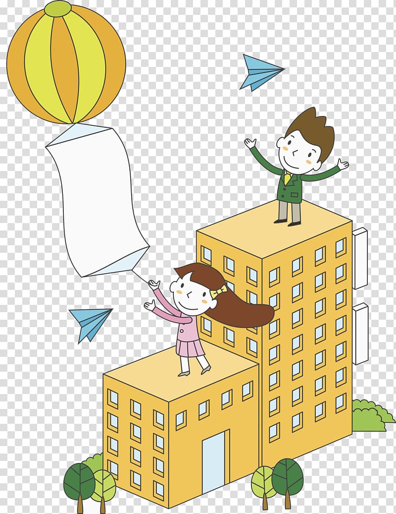 Airplane , A child who balloons on the roof transparent background PNG clipart