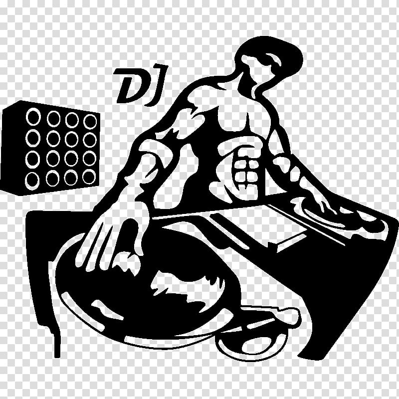 Sticker Wall decal Disc jockey Music, Silhouette transparent background PNG clipart