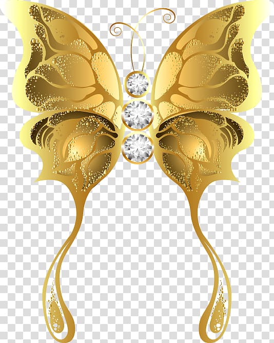 Butterfly , Gold exquisite butterfly transparent background PNG clipart