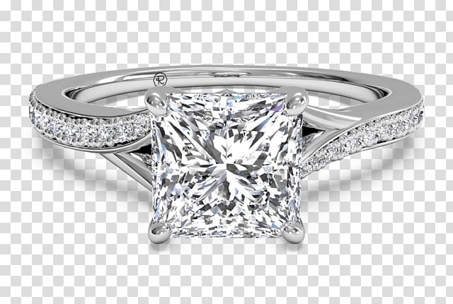 Engagement ring Diamond cut Princess cut, extensible table Top View transparent background PNG clipart