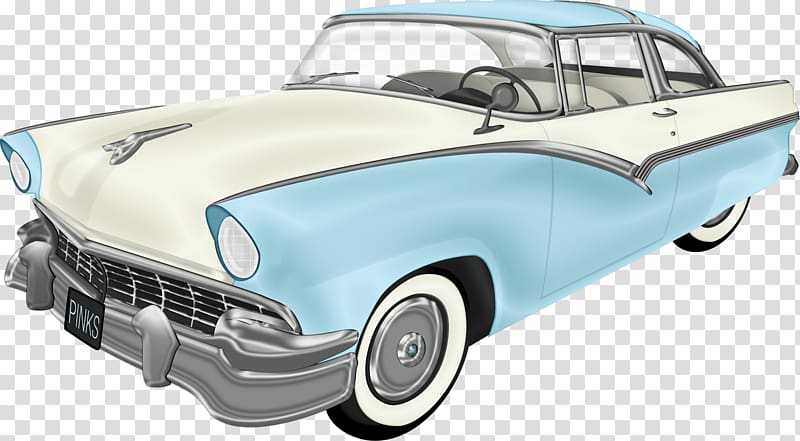 classic blue and white coupe, Oldtimer Us Car transparent background PNG clipart