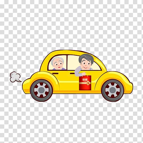 Cartoon, Yellow Taxi transparent background PNG clipart