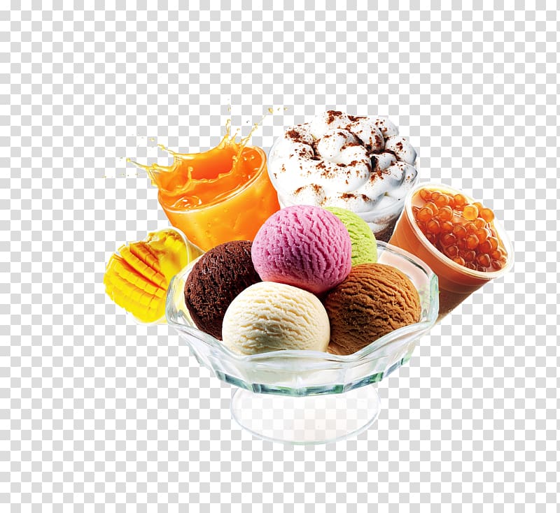 assorted-flavored ice creams, Ice cream cone Scoop Ice cream cake, Ice cream transparent background PNG clipart