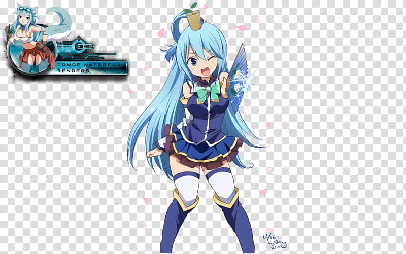 KonoSuba Desktop Anime Aqua, Anime transparent background PNG clipart