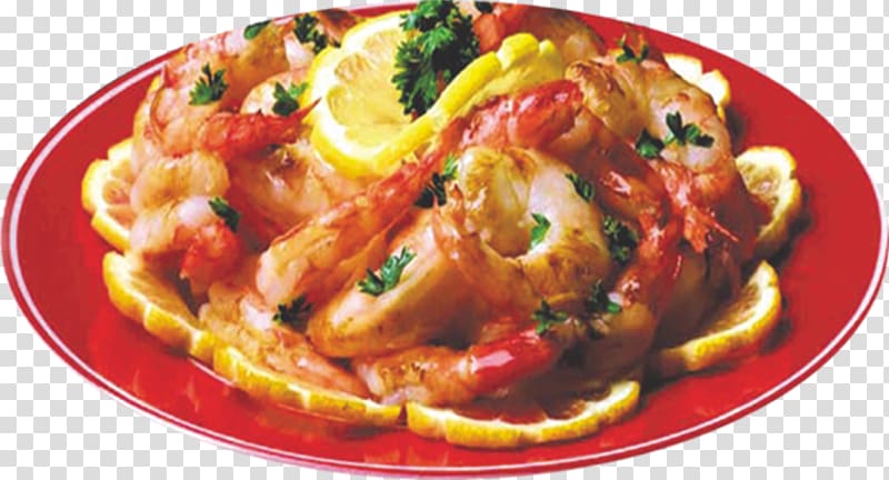 Georgian cuisine Dish Ukrainian cuisine Restaurant Hors doeuvre, Lemon shrimp transparent background PNG clipart