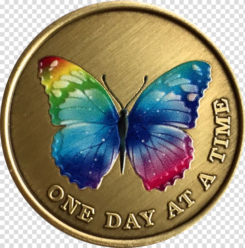 Nymphalidae Butterfly Sobriety coin Rainbow Serenity Prayer, butterfly transparent background PNG clipart