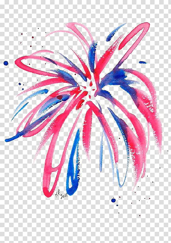 Fireworks Watercolor painting Drawing, Fireworks transparent background PNG clipart