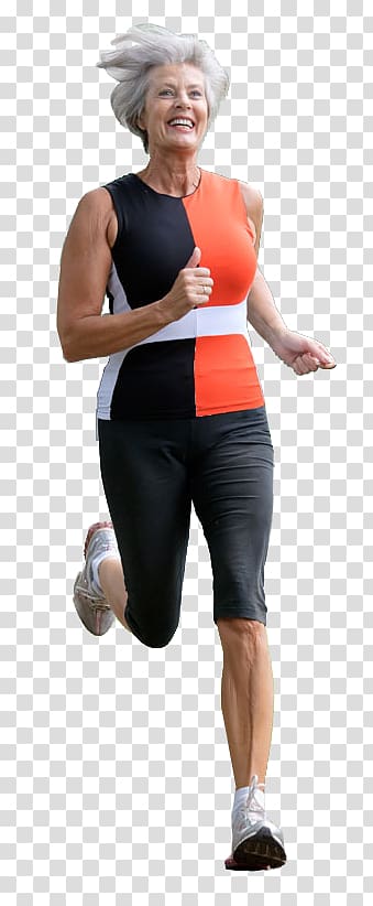 running woman wearing orange and black top, Health Old age Sport Medicine, Sports health transparent background PNG clipart