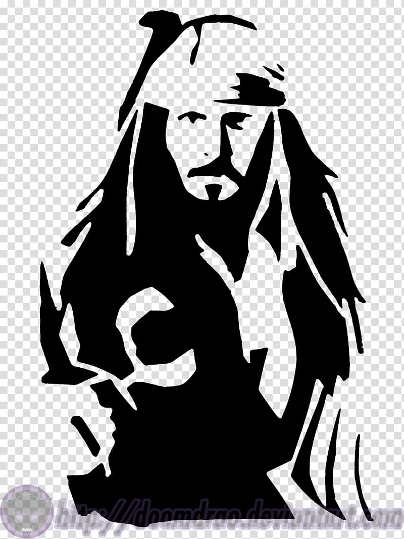 Jack Sparrow Stencil Pirates of the Caribbean , pirate parrot transparent background PNG clipart
