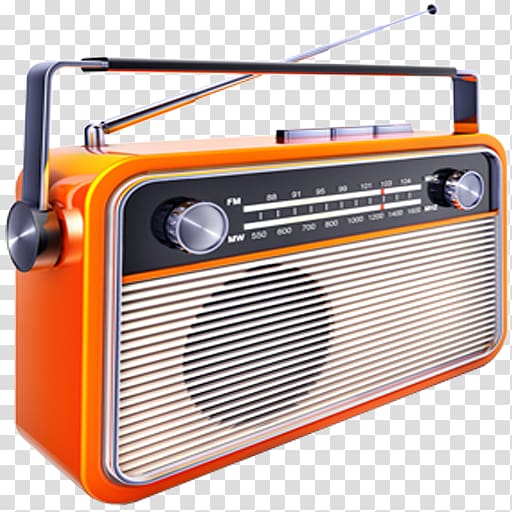 Orange and black radio, Internet radio FM broadcasting Music Radio station,  radio transparent background PNG clipart
