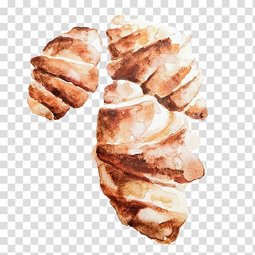 Croissant Bread Gyu-Kaku Danish pastry Vietnamese cuisine, Hand-painted croissants transparent background PNG clipart