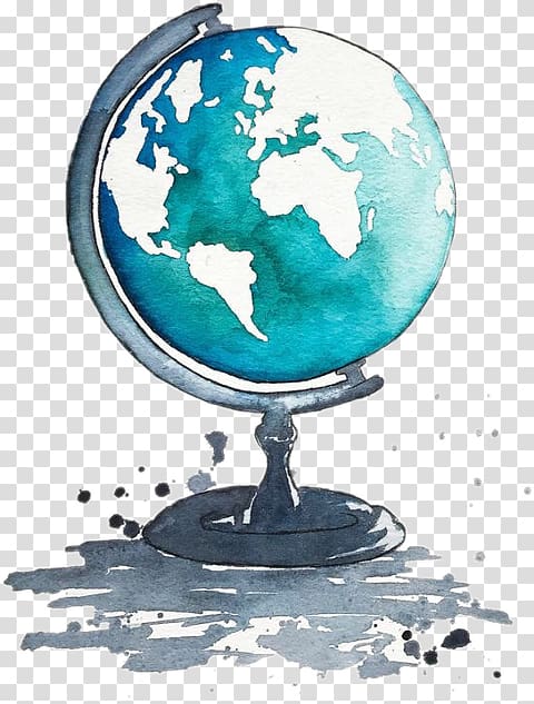 table globe illustration, Globe Watercolor painting Drawing Art, globe transparent background PNG clipart