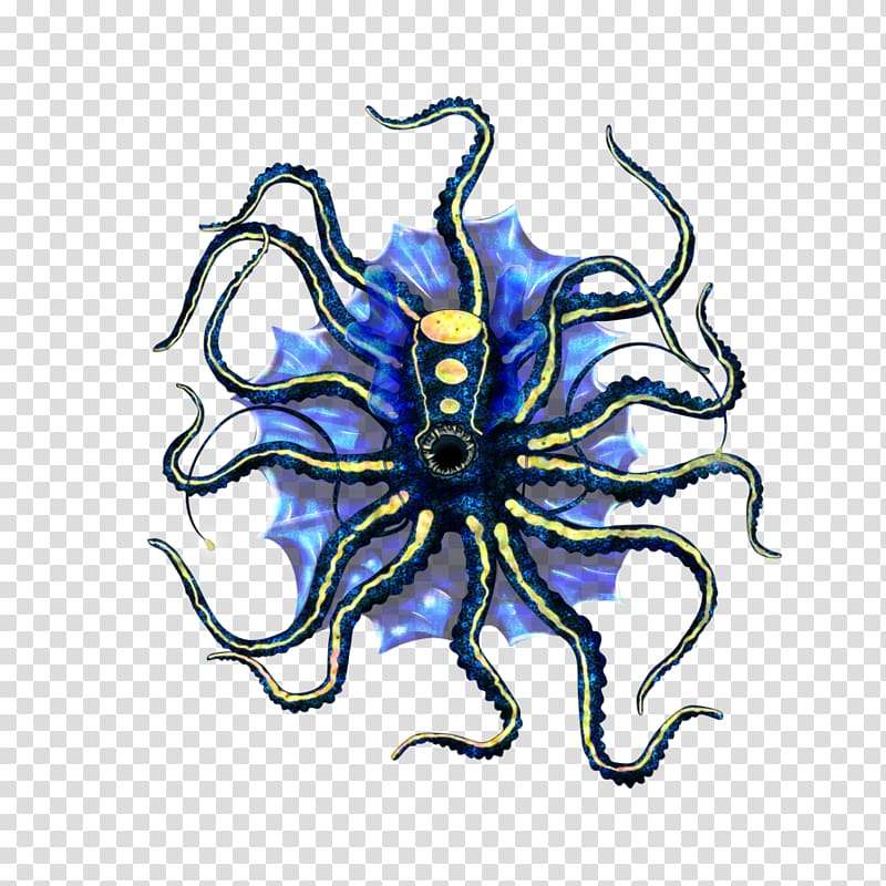 Octopus Cobalt blue Symmetry , the kraken octopus transparent background PNG clipart