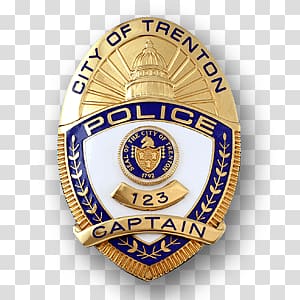 gold-colored City of Trenton Police Captain badge, Trenton Police Badge transparent background PNG clipart