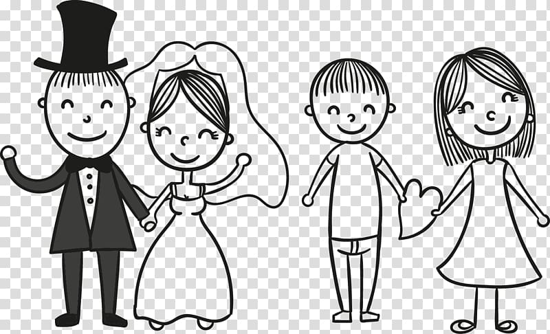 bride and groom illustration, Wedding invitation Bridegroom, Cartoon couple transparent background PNG clipart