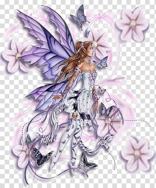brown haired fairy with butterflies illustration, Fairyland Flower Fairies Elf Pixie, Fairy transparent background PNG clipart