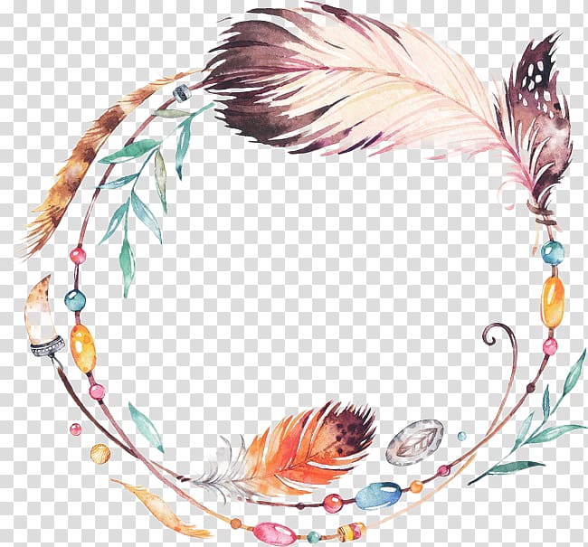 hand-painted circle feather transparent background PNG clipart