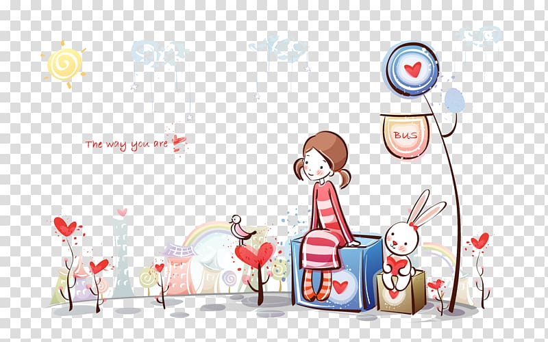 Cartoon couple , Couple hand-painted illustration transparent background PNG clipart