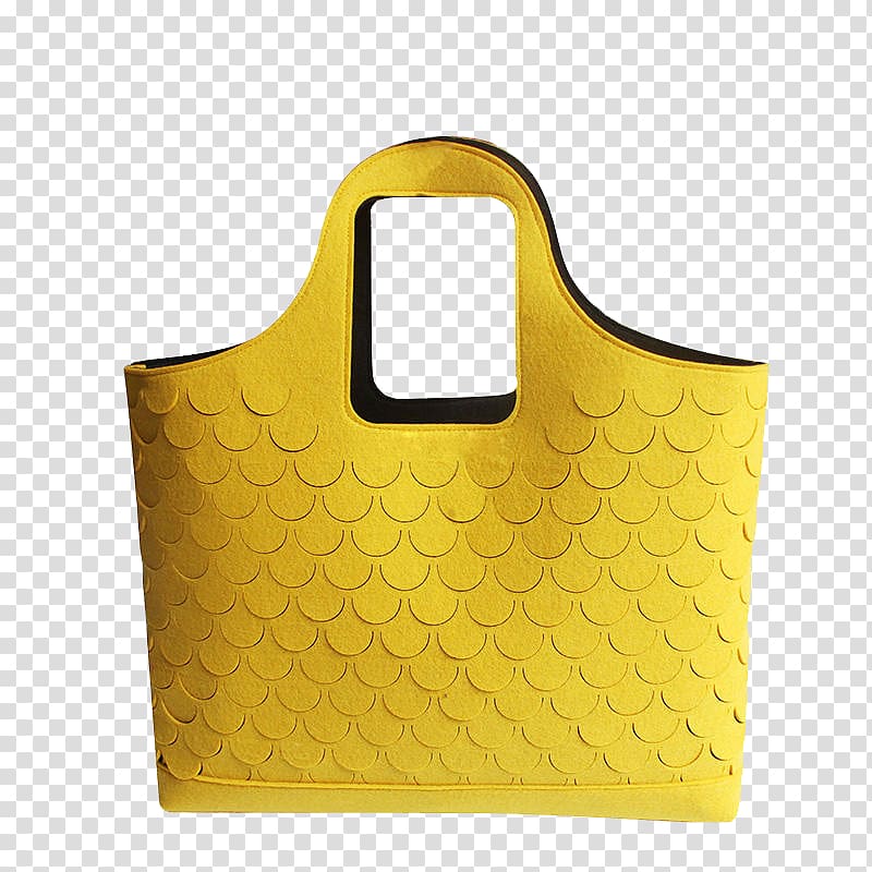 Handbag Yellow Scale, Yellow bag personality fish scales transparent background PNG clipart