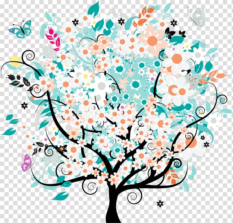 treelet Branch, four seasons tree transparent background PNG clipart