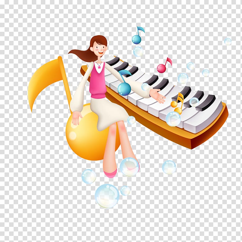 Cartoon Child, piano transparent background PNG clipart