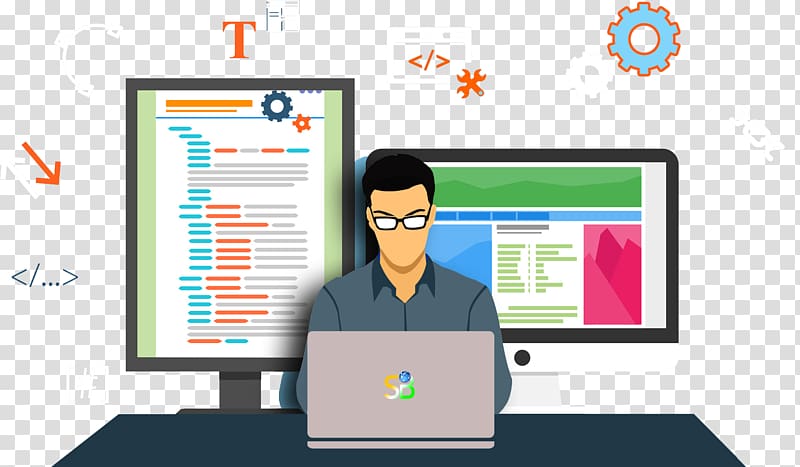 man using laptop illustration, Web development Web Developer Web design, web development transparent background PNG clipart