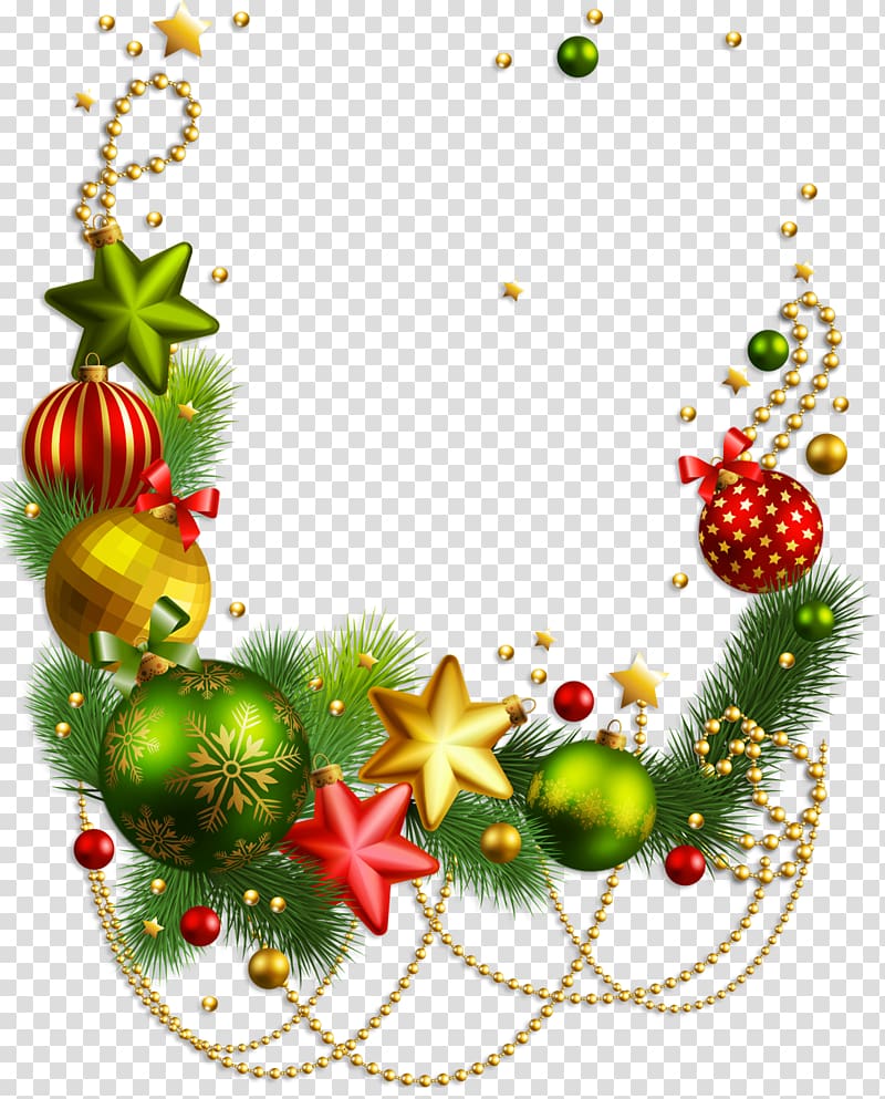 Rudolph Christmas decoration Santa Claus Christmas ornament, Christmas Decoration , multicolored Christmas swag transparent background PNG clipart