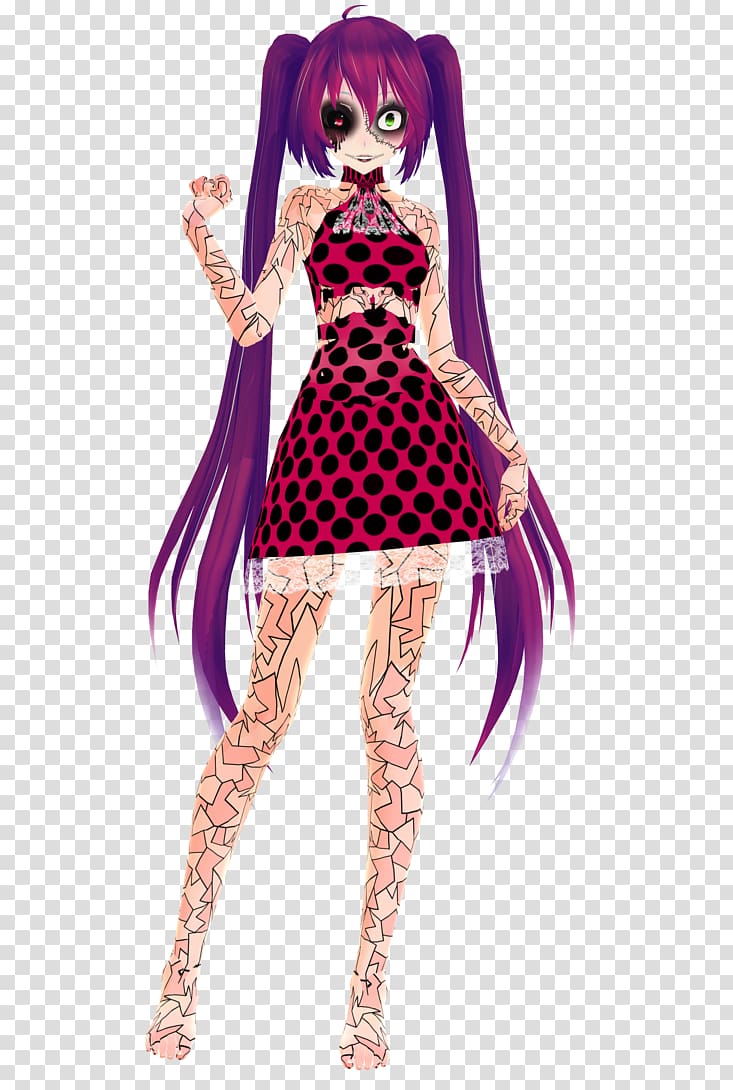 Costume Mangaka Anime Purple Pattern, anime miku transparent background PNG clipart