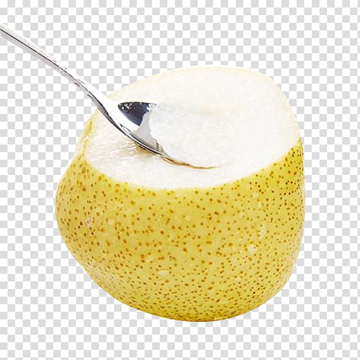 Pyrus nivalis u7800u5c71u9165u68a8 Pyrus xd7 bretschneideri Food Fruit, Spoon eat pear material transparent background PNG clipart