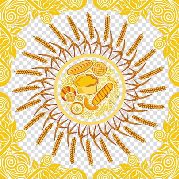 Tea Bakery Bread Cake Flyer, Wheat golden pattern transparent background PNG clipart