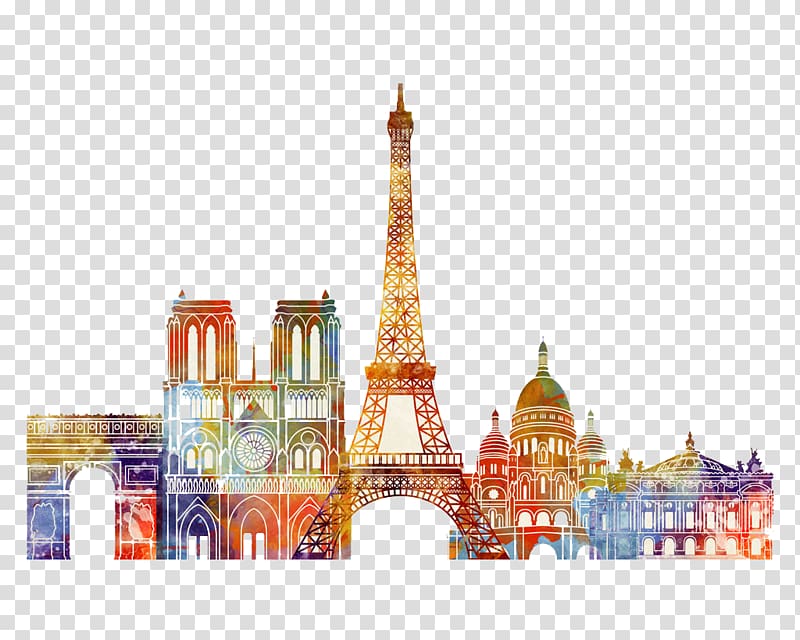brown Eiffel tower near city illustration, Paris Watercolor painting, Watercolor painting in Paris transparent background PNG clipart