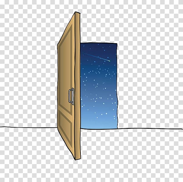 Door Drawing Cartoon Illustration Starry Sky Outside The