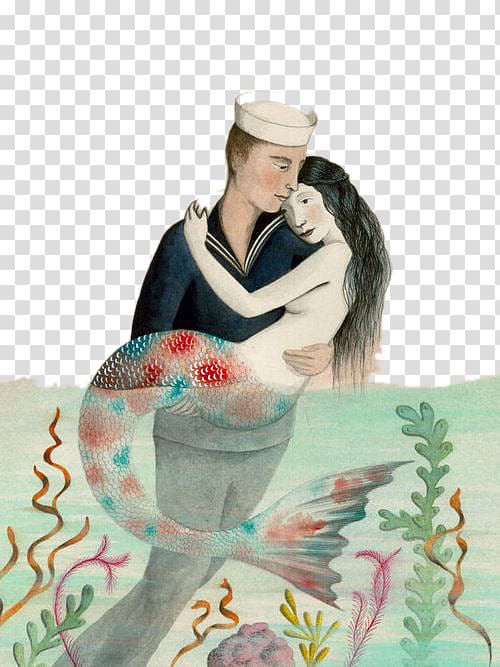 The Mermaid David Delamare Siren Merman, Illustration, mermaid family transparent background PNG clipart