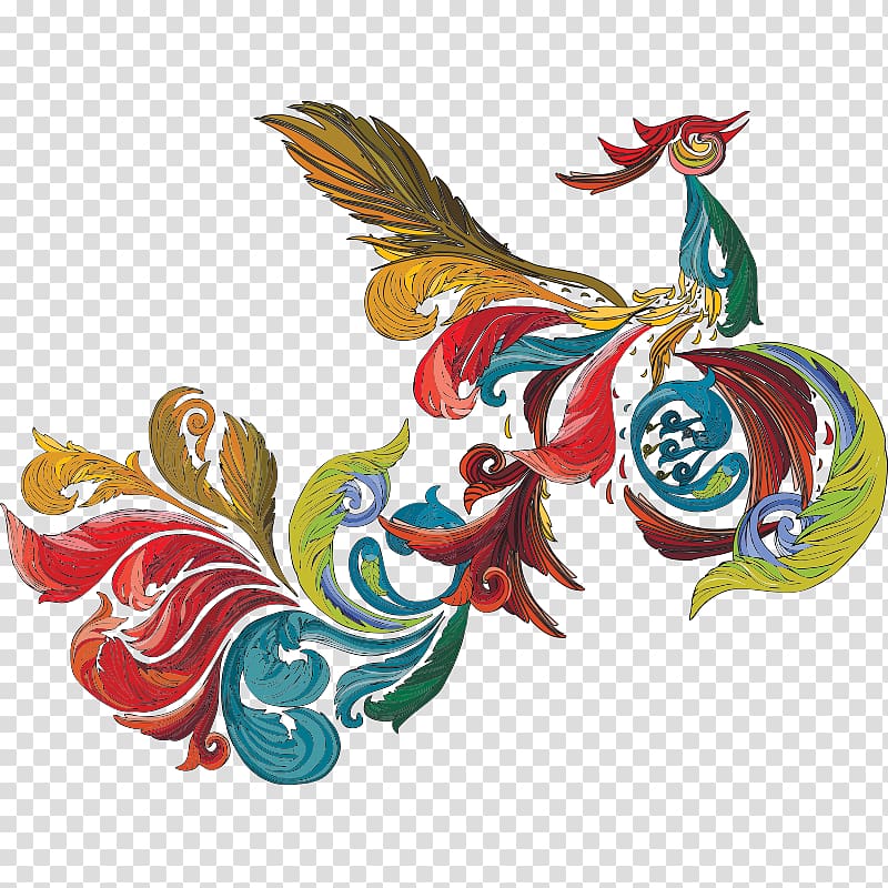 multicolored peacock , Fenghuang Bird Phoenix, Phoenix transparent background PNG clipart