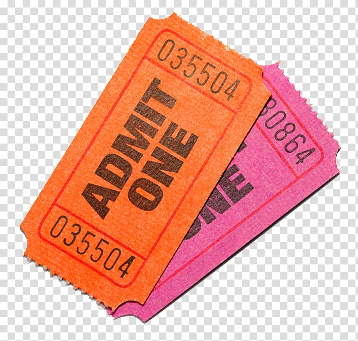 orange and pink Admit One tickets, Ticket Cinema Film, tickets transparent background PNG clipart