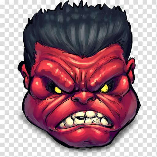 red monster bust illustration, head mask supernatural creature demon tooth, Comics Rulk Angry transparent background PNG clipart