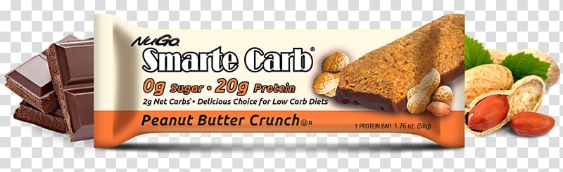 Chocolate brownie NuGo Smarte Carb Bar, Sugar Free Peanut Butter Crunch, 1.76-Ounce Bars (Pack Chocolate bar Food, zero calorie crackers transparent background PNG clipart