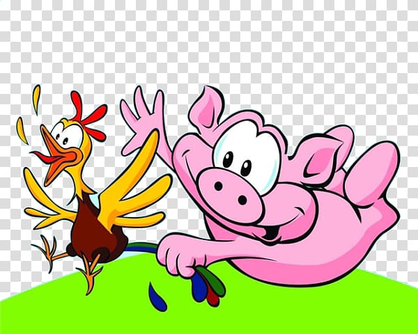 Domestic pig Illustration, Cartoon pig chicken transparent background PNG clipart