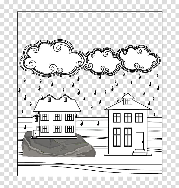 Coloring book Black and white Parable of the Wise and the Foolish Builders Drawing, Wise Man transparent background PNG clipart