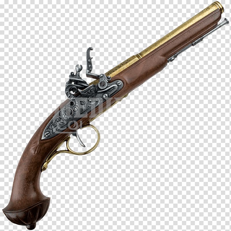 18th century Flintlock mechanism Firearm Pistol, Handgun transparent background PNG clipart