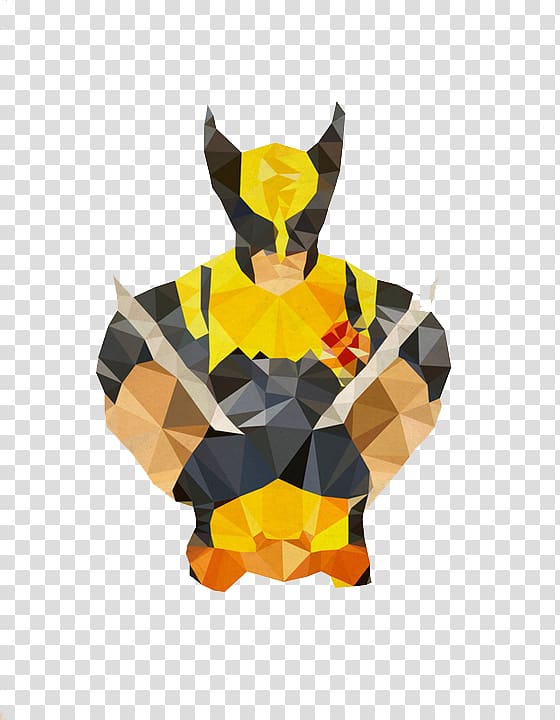 Captain America Polygon Superhero Art, Yellow Diamond Fancy Wolverine transparent background PNG clipart