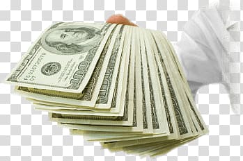 person holding stack of 100 US dollar banknote, Man Holding Cash transparent background PNG clipart