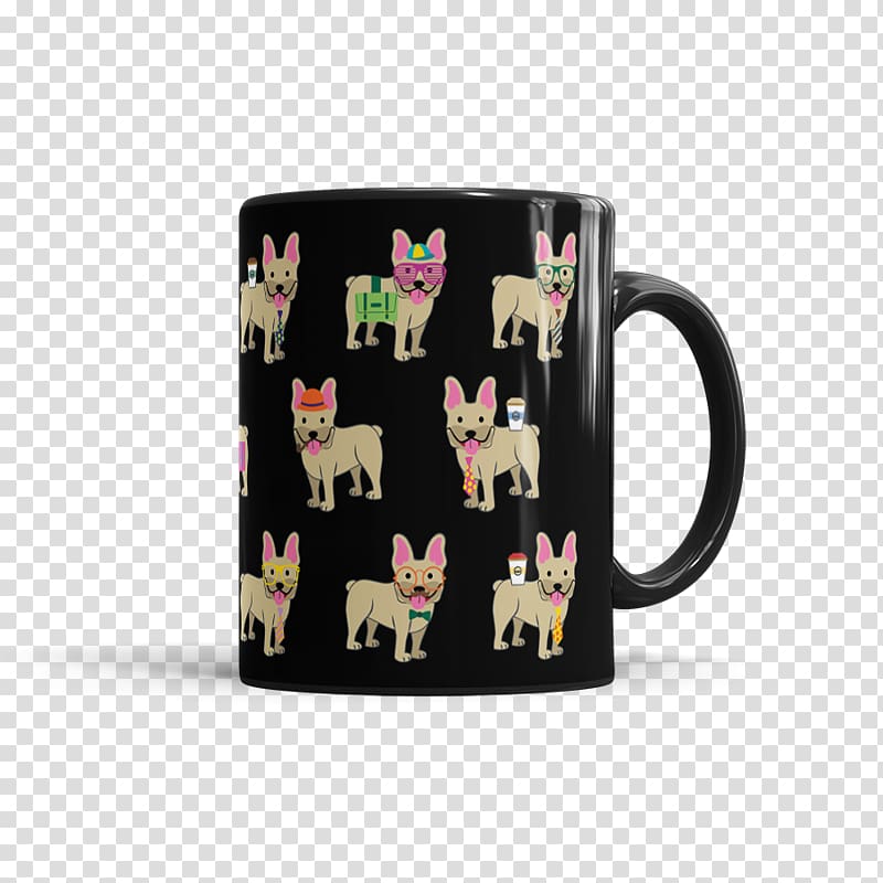 Coffee cup Mug Tableware, black french bulldog transparent background PNG clipart