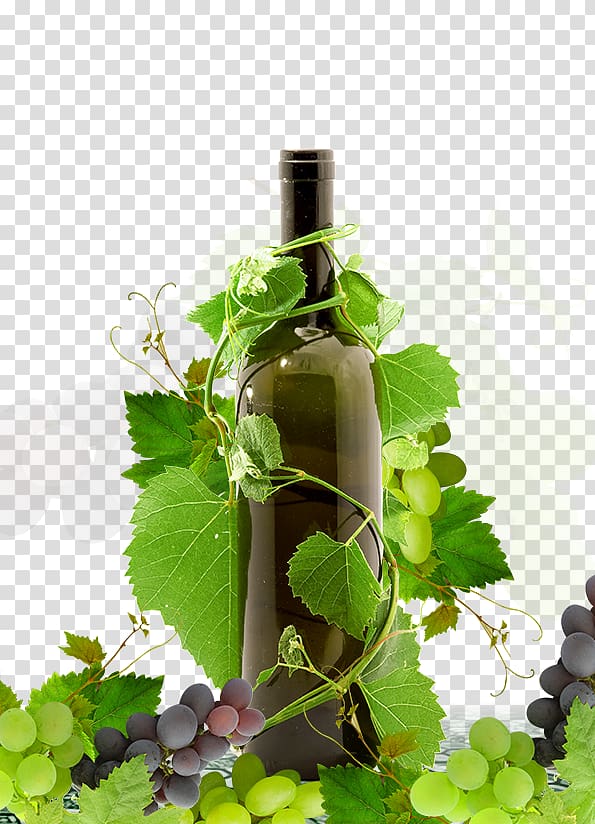 wine bottle and bunch of grapes, Red Wine Grape, Red Wine transparent background PNG clipart