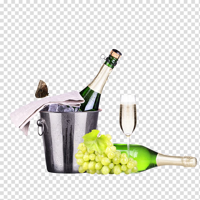 White wine Ice wine Champagne Beer, Creative wine transparent background PNG clipart
